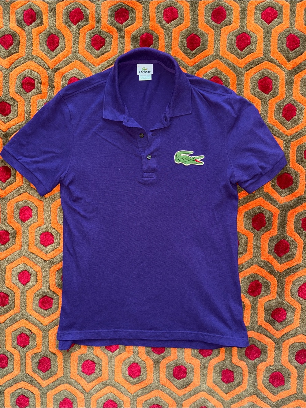 MAKE OFFER! Lacoste Purple Polo with Green Crocodile Patch Men's sz 4 shirt